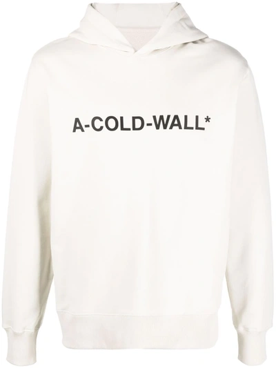Shop A-cold-wall* Logo-print Hooded Sweat Top In Neutrals