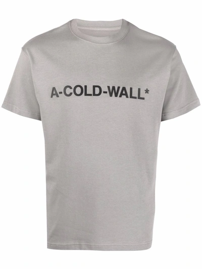 Shop A-cold-wall* Logo-print Cotton T-shirt In Grey