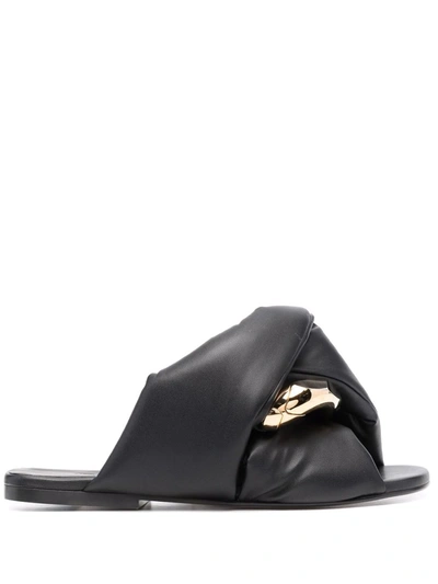 Shop Jw Anderson Chain Flat Sandals In Black