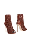 Giuseppe Zanotti Woven Leather Open Toe Ankle Boots In Cocoa