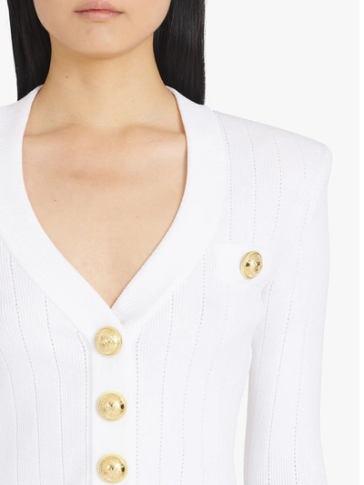 Shop Balmain Cropped White Cardigan