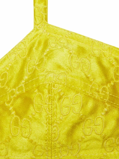 Gucci GG Embroidered Silk Bralette in Yellow