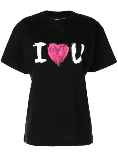 Shop Balenciaga I Love U Print T-shirt In Black