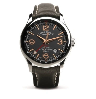 Shop Armand Nicolet Mha Automatic Black Dial Mens Watch A846haa-ns-p140nr2 In Black / Gold Tone / Rose / Rose Gold Tone