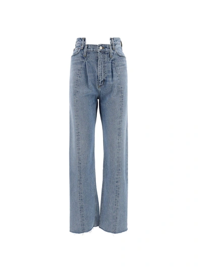 Shop Agolde Pieced Angled High Waist Jeans In Blue