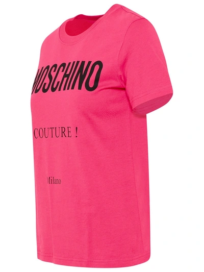 Shop Moschino Fuchsia Cotton  Couture T-shirt In Pink
