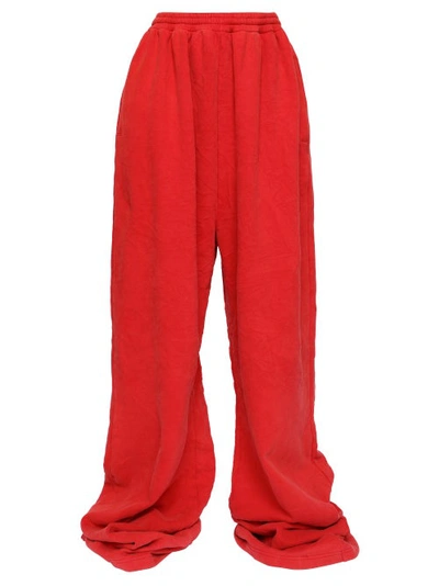 Balenciaga Wide-leg Fleece-jersey Track Pants In Red | ModeSens