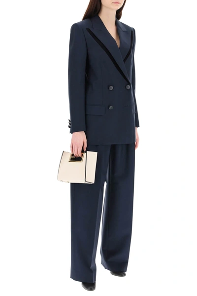 Shop Fendi Trousers In Kid Mohair In Blue