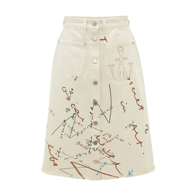 Shop Jw Anderson Oscar Wilde Capsule: Print A-line Patch Pocket Skirt In Off White