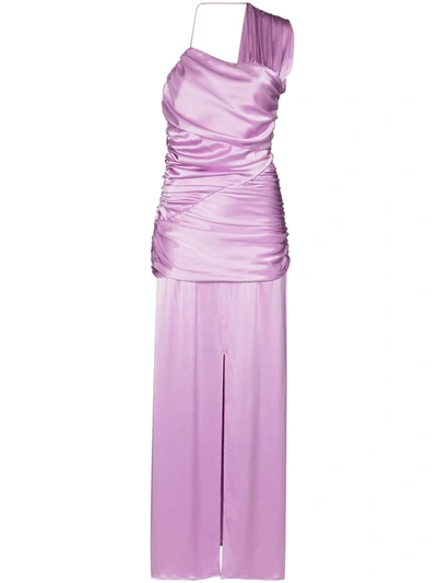 Shop Paris Georgia Walter Ruched Dress In Purple