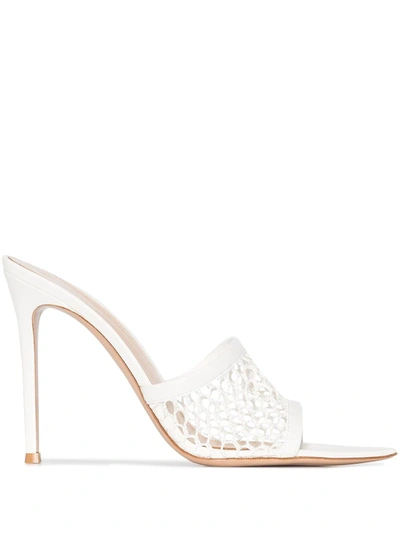 Shop Gianvito Rossi Alisia 105mm Mesh Mules In White