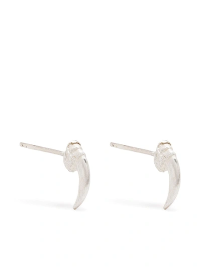 Shop Claire English Small Scrimshaw Stud Earrings In Silver