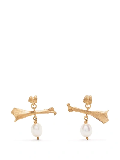 Shop Claire English Caspian Pearl Drop Earrings In Gold