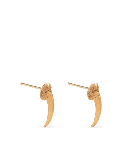 Shop Claire English Scrimshaw Stud Earrings In Gold