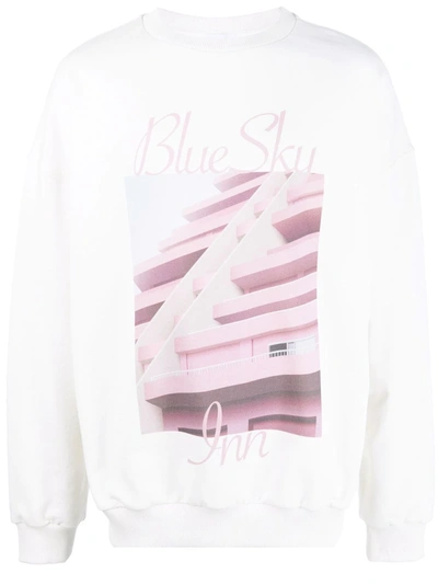 Blue Sky Inn Mens White Cotton Sweatshirt In Neutrals