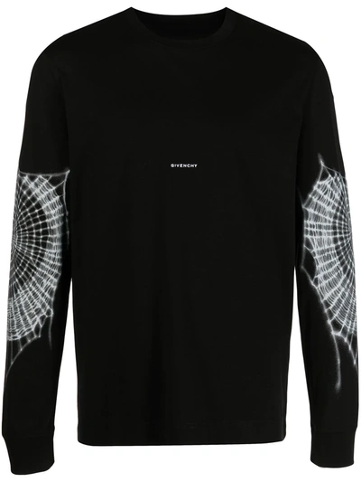 Shop Givenchy Web-print Long-sleeved T-shirt In Black