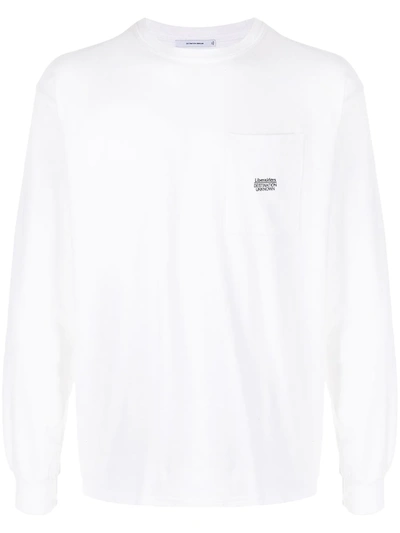Shop Liberaiders Long-sleeve Embroidered Pocket T-shirt In White