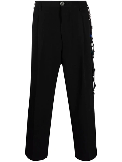 Shop Song For The Mute Cropped Keychain Trousers In Black