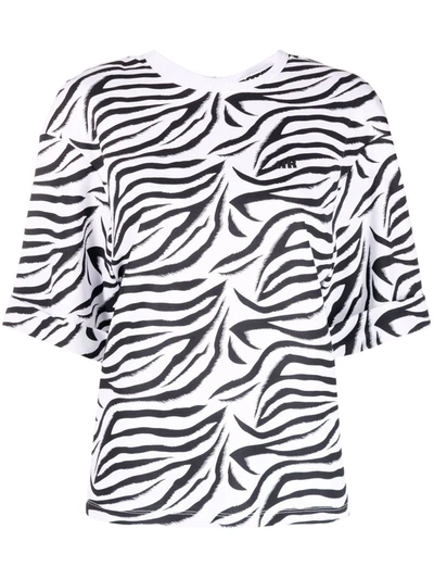Shop Rotate Birger Christensen Zebra-print Drop-shoulder T-shirt In White
