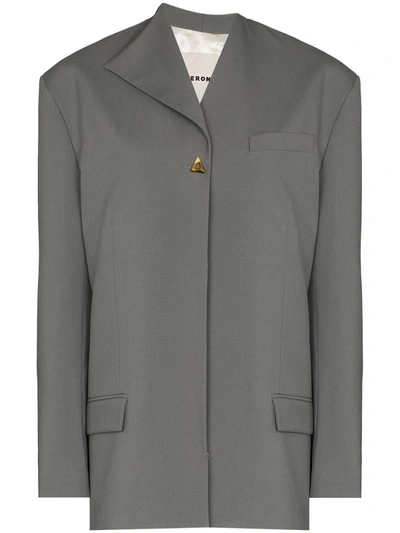 Shop Aeron Asymmetric-lapels Single-breasted Blazer In Grey