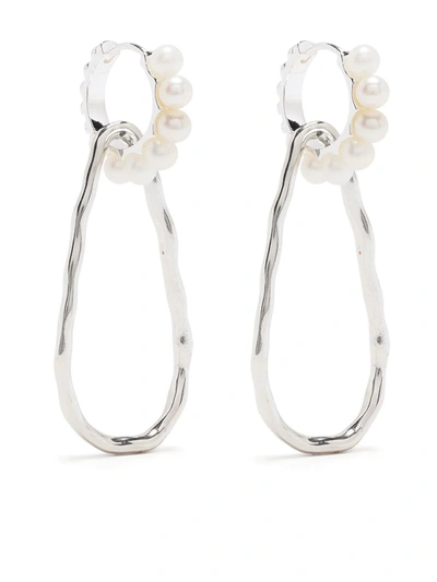 Shop Dower & Hall Waterfall Pearl Drop Earrings In Silver