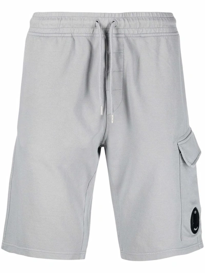 Shop C.p. Company Lens-detail Drawstring Shorts In Grey