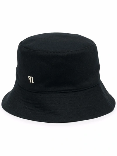 Shop Nanushka Embroidered-logo Bucket Hat In Black