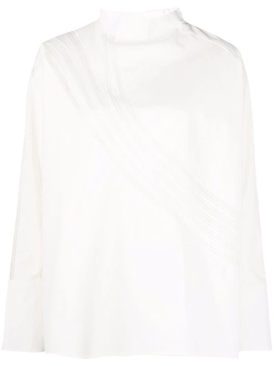 Shop Aeron High-neck Cotton-blend Blouse In White