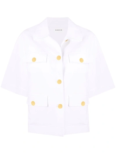 Shop P.a.r.o.s.h Short Sleeve Button-up Jacket In White