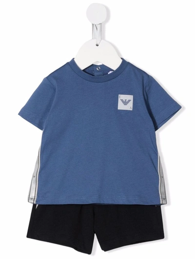 Emporio Armani Logo-print Set In Blue