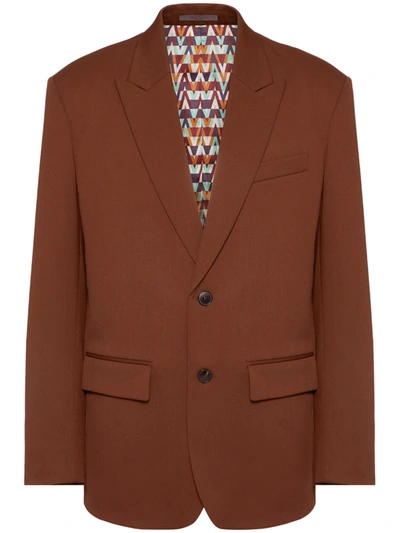 Shop Valentino Jacket With Optical Lining In Brown