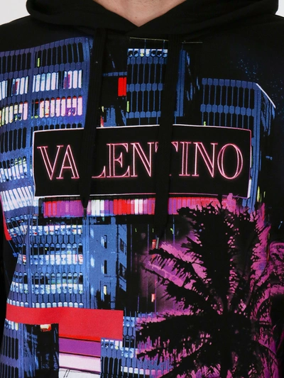 Shop Valentino Electric City Print Hoodie In Printed