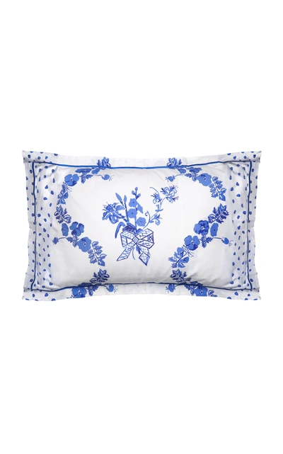 Shop Janie Kruse Garnett King Bridge Street-printed Cotton Pillow Sham In Blue