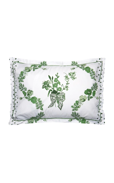 Shop Janie Kruse Garnett Standard Bridge Street-printed Cotton Pillow Sham In Green