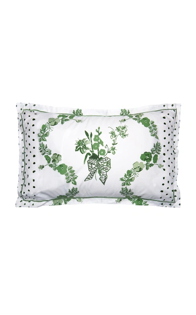 Shop Janie Kruse Garnett King Bridge Street-printed Cotton Pillow Sham In Green