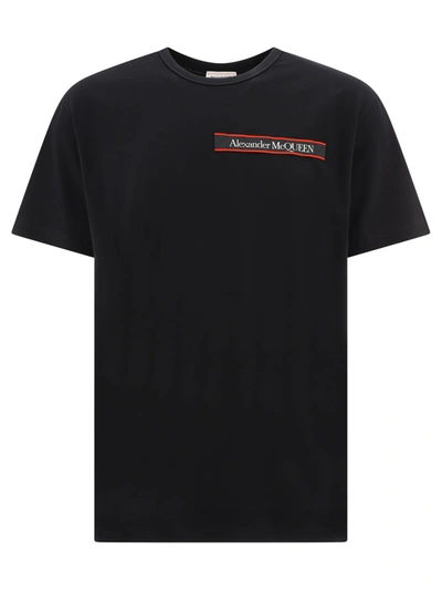 Shop Alexander Mcqueen "tape" T-shirt In Black  