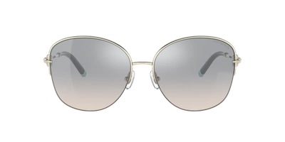 Tiffany & Co Womens Gold Tf3082 Butterfly-frame Metal And Acetate Sunglasses In Gradient Blue Mirror Silver