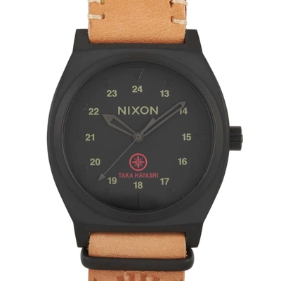 Shop Nixon X Taka Hayashi Time Teller Quartz Black Dial Mens Watch A1120-2519-00 In Black,brown