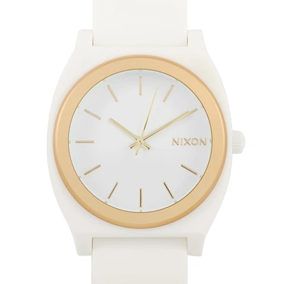 Shop Nixon Time Teller P Quartz White Dial Ladies Watch A119-1297-00 In Gold / Gold Tone / White