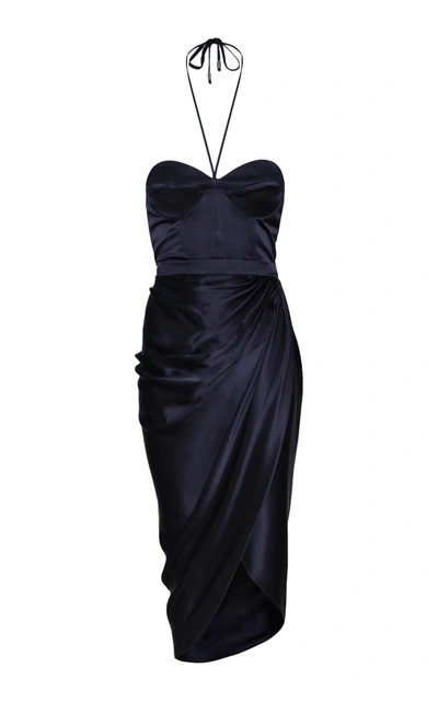 Andres Otalora Women's Laguna Salada Wrap-effect Silk-charmeuse Midi Dress In Navy