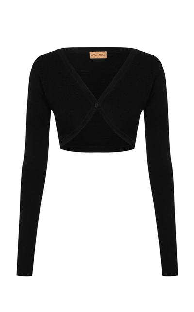 Shop Aya Muse Women's Augusta Knit Cropped Cardigan In Black