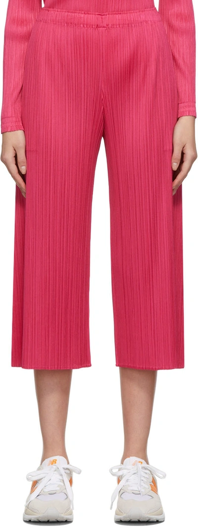 Shop Issey Miyake Pink Monthly Colors December Wide Trousers In 27 Carmine