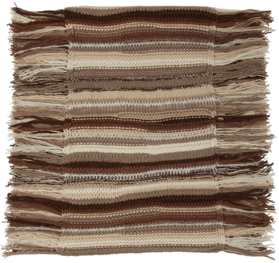 Shop Chloé Brown Stripe Fringed Scarf In 0za Multicolor Grey