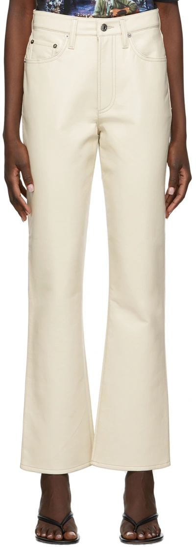 Shop Agolde Beige Relaxed Recycled Leather Trousers In Powder (white)