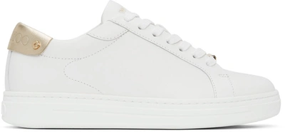 Shop Jimmy Choo White Rome Low Sneakers In X White/champagne