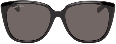 Shop Balenciaga Black Logo Square Sunglasses In 001 Black