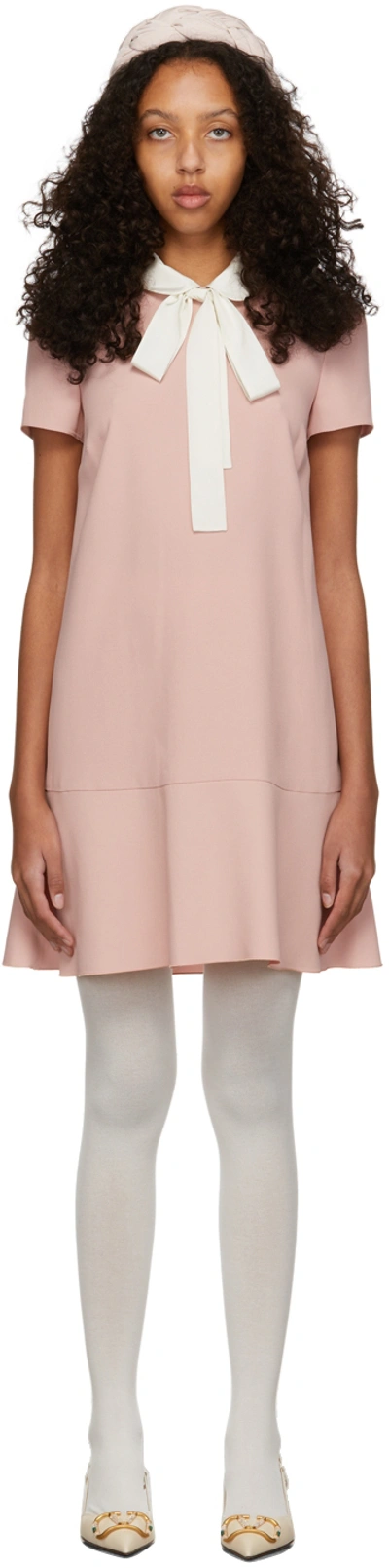 Red Valentino Redvalentino Bow Tie Flared Mini Dress In Pink