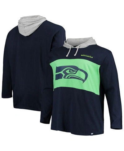 Shop Fanatics Men's College Navy Seattle Seahawks Big & Tall Logo Hoodie Long Sleeve T-shirt