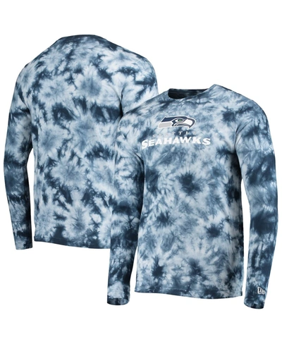 Shop New Era Men's College Navy Seattle Seahawks Tie-dye Long Sleeve T-shirt