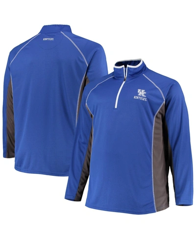 Shop Profile Men's Royal Kentucky Wildcats Big And Tall Textured Raglan Quarter-zip Jacket